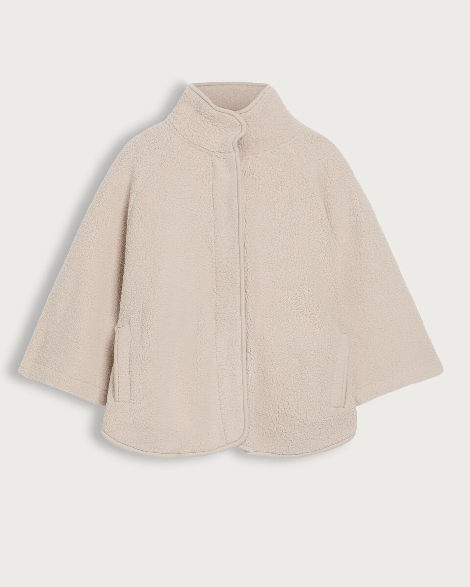 F&F Fleece Textured High Neck Pyjama Cape in Grey