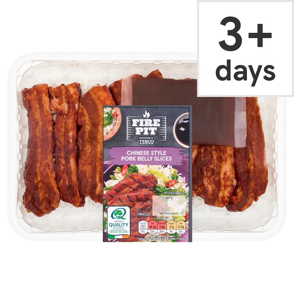 Tesco Fire Pit Chinese Style Pork Belly Slices 450G
