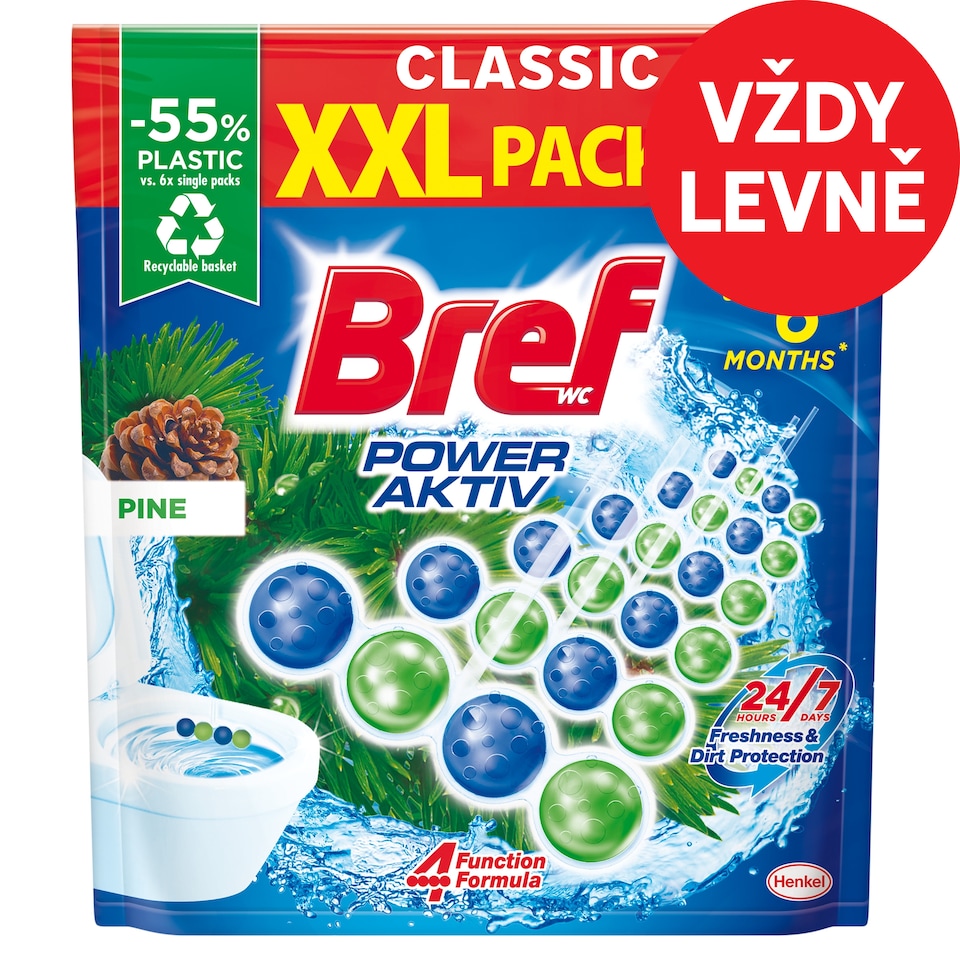Bref Power Aktiv Pine tuhý WC blok 6 x 50g (300g)