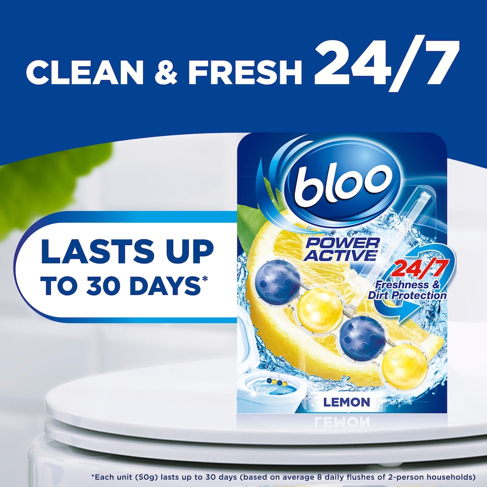 image 1 of Bloo Power Active Lemon Rim Blocks 2 x 50g