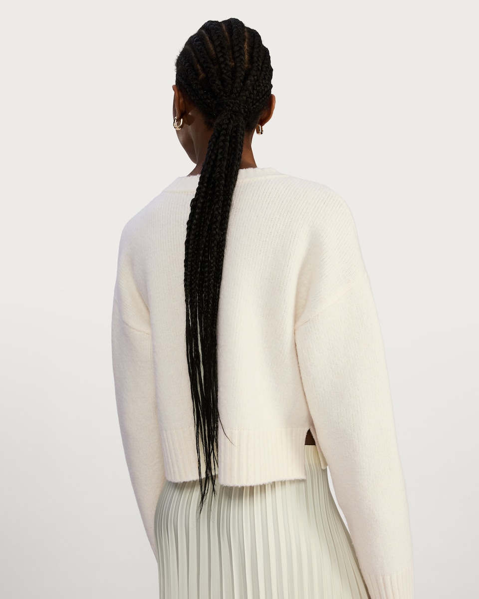 image 1 of The F&F Edit Crew Neck Cropped Jumper in Cream