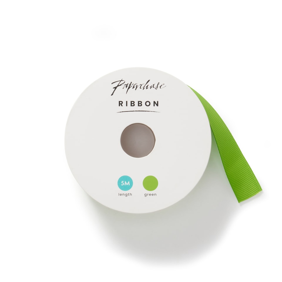 Paperchase 5m Grosgrain Ribbon - Green 