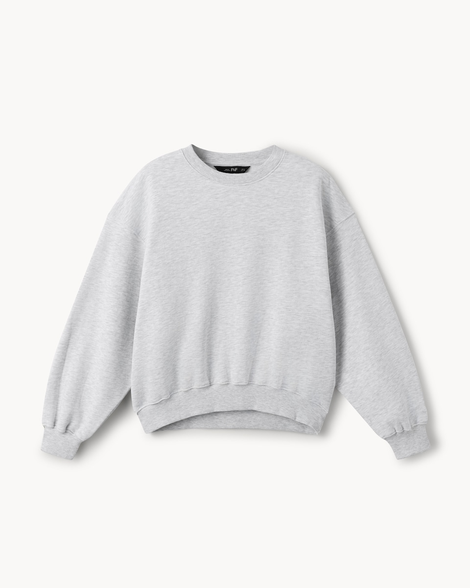 image 1 of F&F Cotton Rich Balloon Sleeved Sweatshirt in Grey Marl