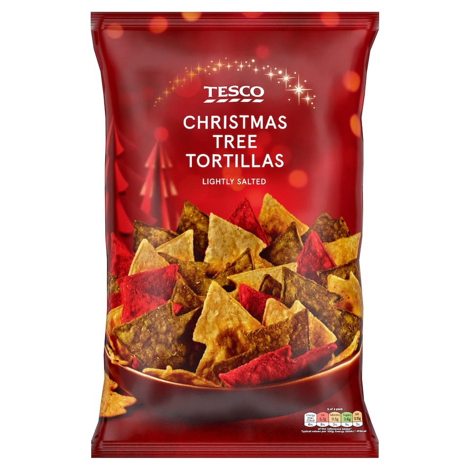 Tesco Lightly Salted Christmas Tree Tortilla 200g