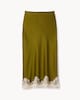image 5 of The F&F Edit Satin Lace Trim Co-ord Midi Skirt in Green