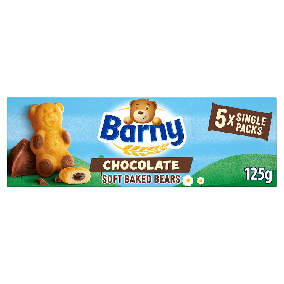 Barny Chocolate Soft Baked Bears Biscuits 5 Pack Multipack 125G