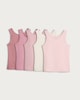 image 1 of F&F Girls 5-Pack Pure Cotton Bow Accent Vests in Pink