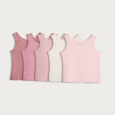 F&F Girls 5-Pack Pure Cotton Bow Accent Vests in Pink