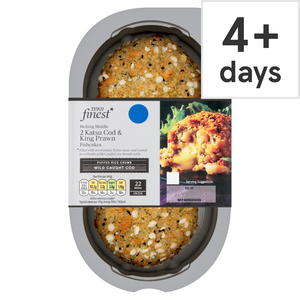 Tesco Finest Melting Middle 2 Katsu Cod & King Prawn Fishcakes 290g