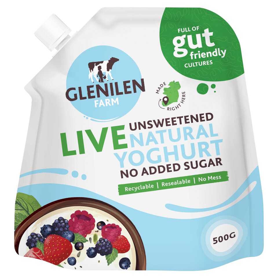 Glenilen Farm Live Unsweetened Natural Yoghurt No Added Sugar 500g