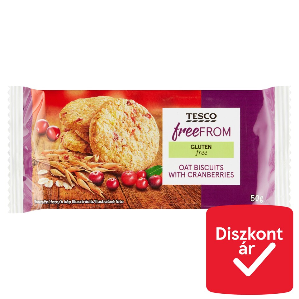 Tesco Free From Gluten-Free Oat Biscuits With Cranberries 50 g