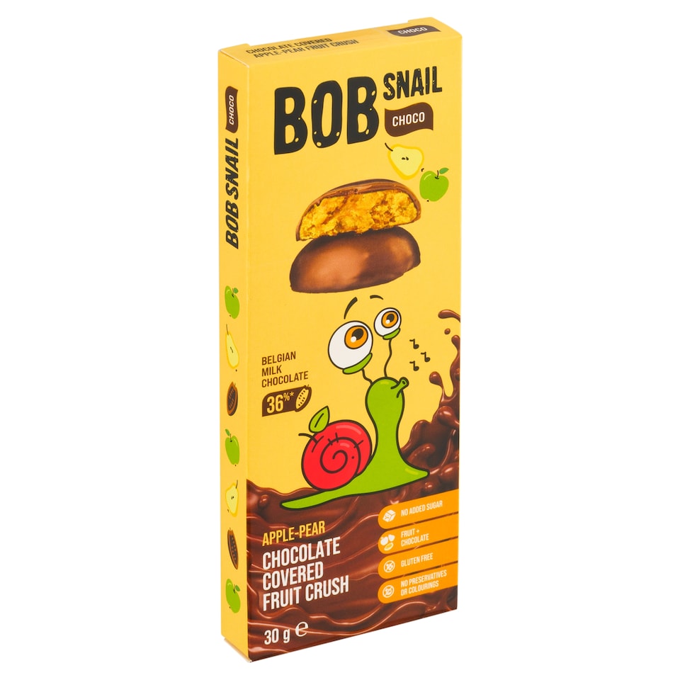 Obrázek 1 pro produkt Šnek Bob Jablečno-hrušková pochoutka v mléčné belgické čokoládě 3 ks 30g