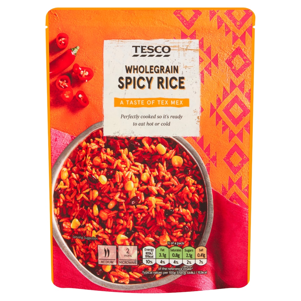 Tesco Wholegrain Spicy Mexican Inspired Rice 250G