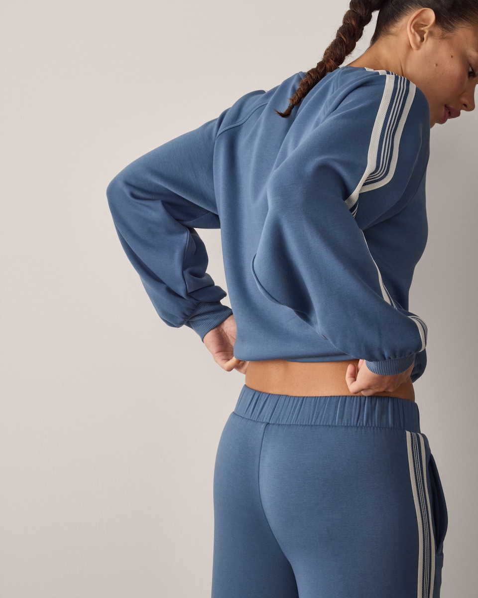 image 1 of F&F Active Side Stripe Sweatshirt in Blue