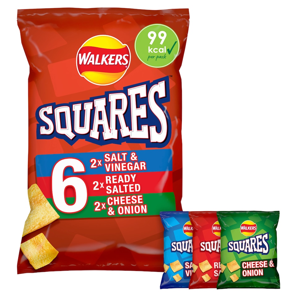 image 1 of Walkers Squares Variety Snacks 6X22g