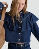 image 2 of The F&F Edit Pure Cotton Denim Ruffled Shirt in Navy