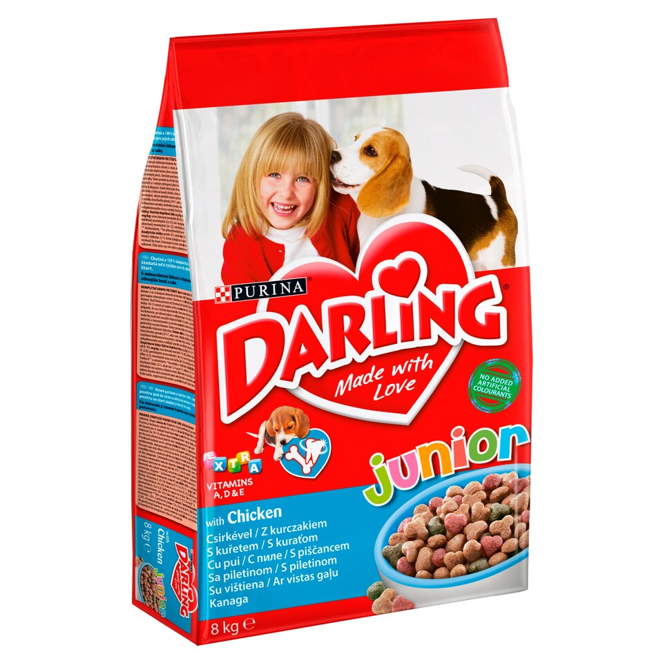 Darling Junior teljes értékű állateledel kölyökkutyák számára csirkével 6 hetes kortól 8 kg