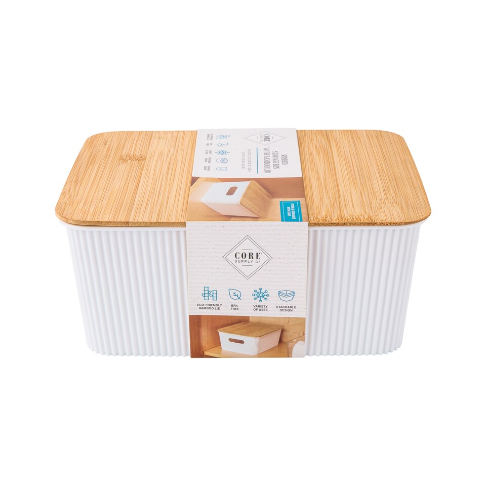 image 1 of Core Supply White Ribbed Storage Bin S 