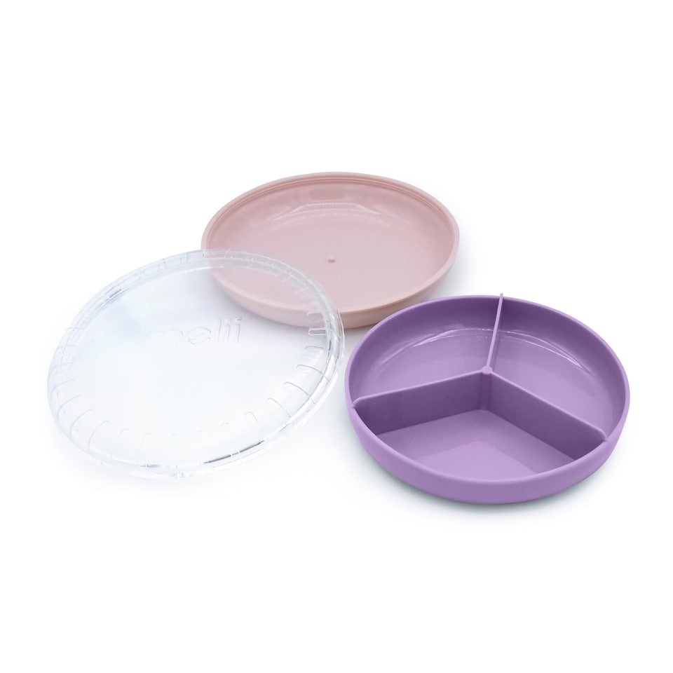 image 1 of Melii 3 Compartment Spin Snack Container Assorted Colours