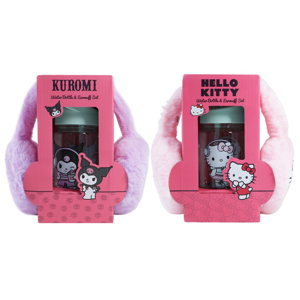image 1 of Hello Kitty Ear Muff And Water Bottle Gift Set Assortment