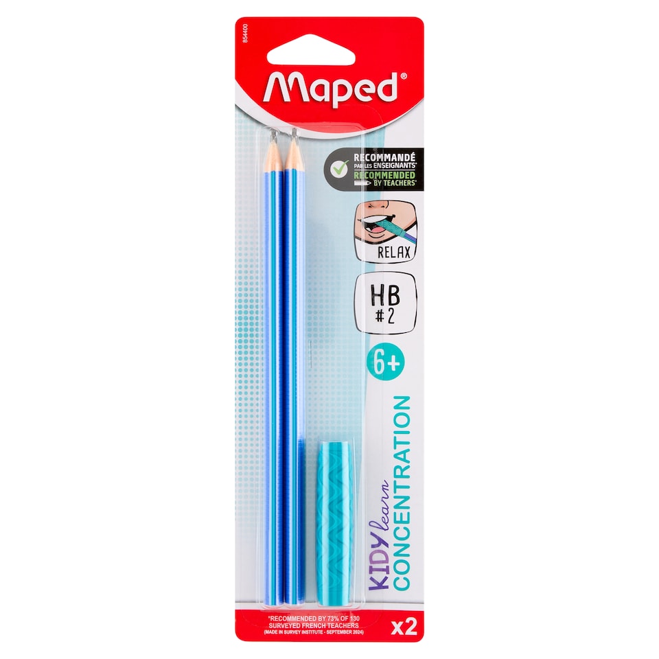 Maped Kidy Learn Concentration Triangular Graphite Pencils HB with Silicone Grip 2 pcs