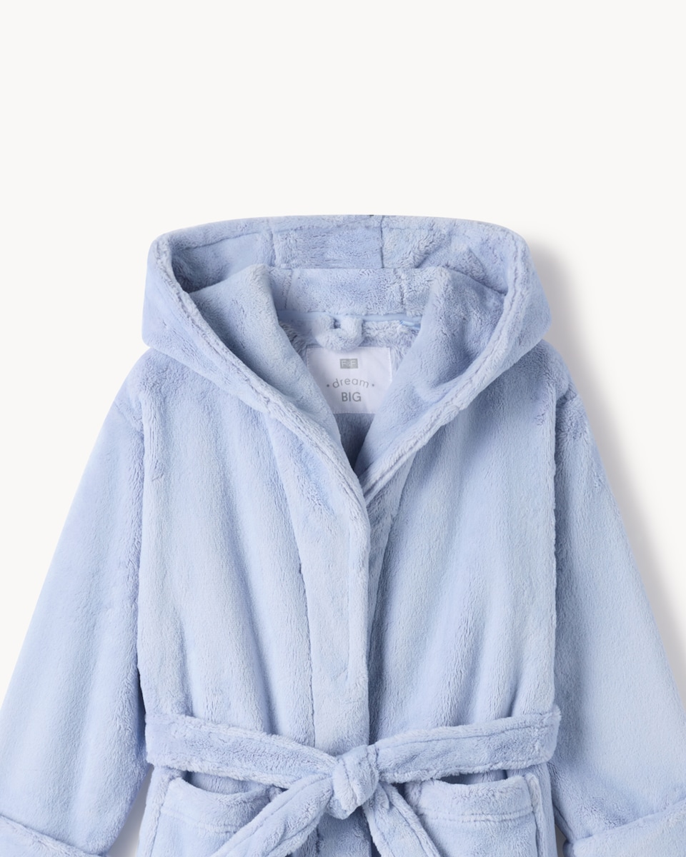 image 1 of F&F Girls Fleece Hooded Dressing Gown in Blue