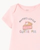 image 3 of F&F Baby Pure Cotton Auntie's Little Cutie Pie Bodysuit in Pink