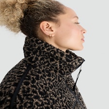 F&F Active Fleece Leopard Print Zip Up Jacket in Multi Black