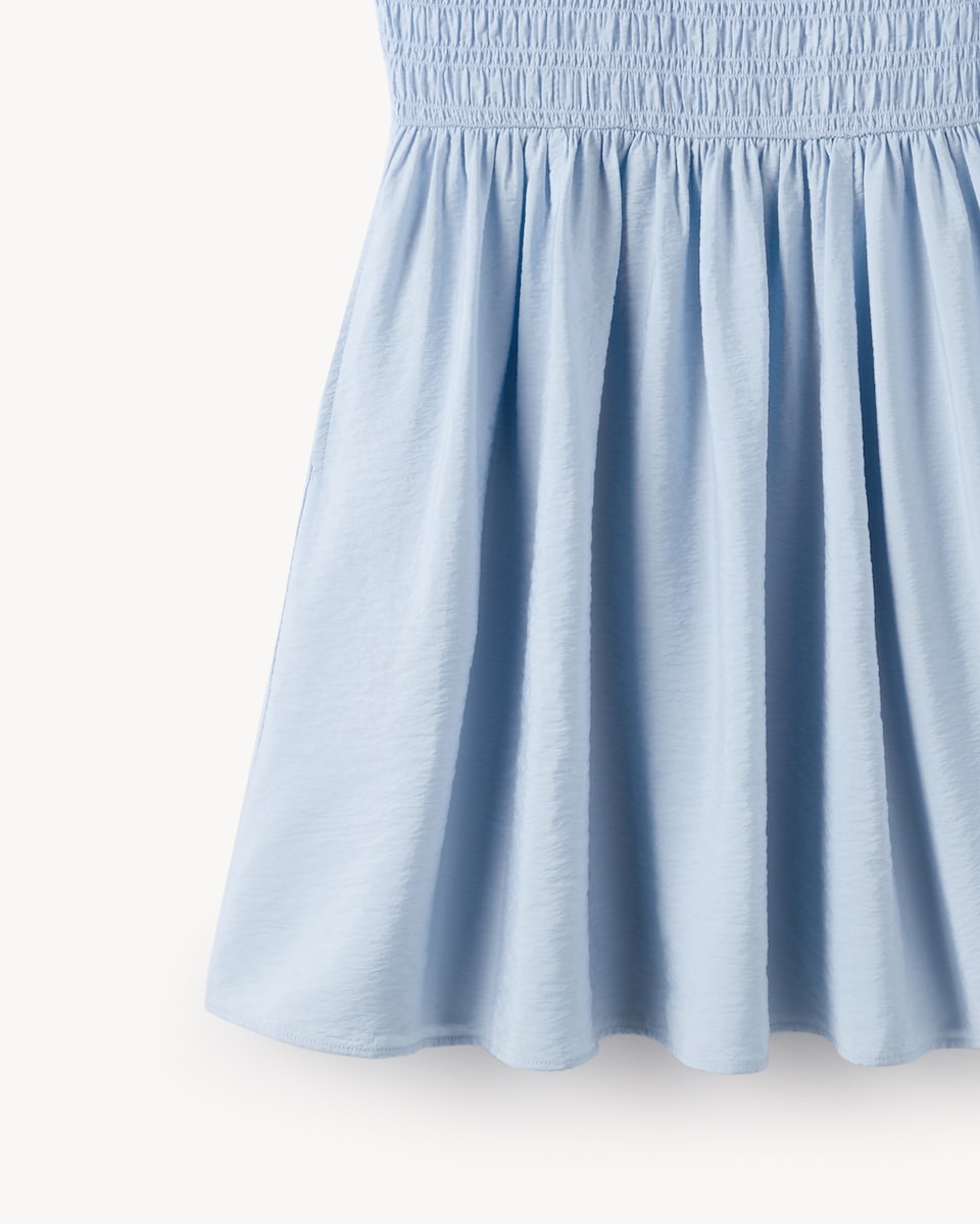 image 1 of F&F Shirred Sleeveless Mini Dress in Blue