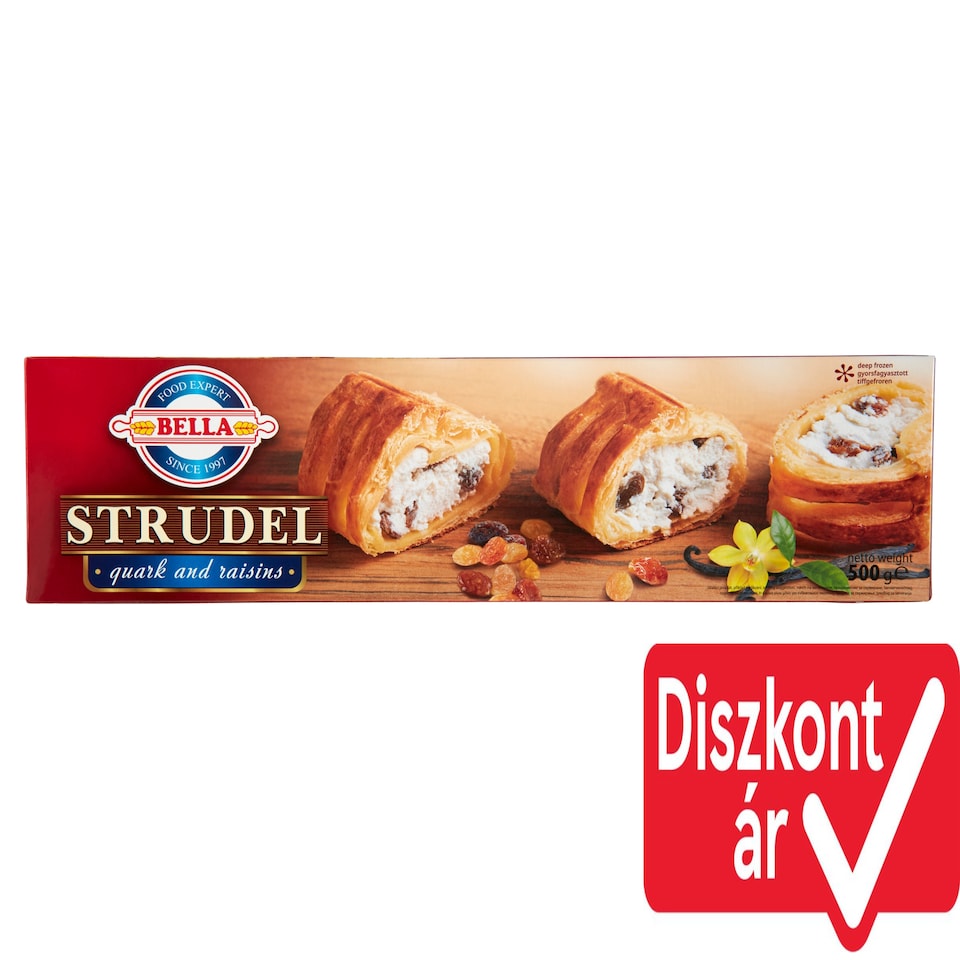  Bella Quick Frozen Strudel with Curd Cheese and Raisins Filling 500 g
