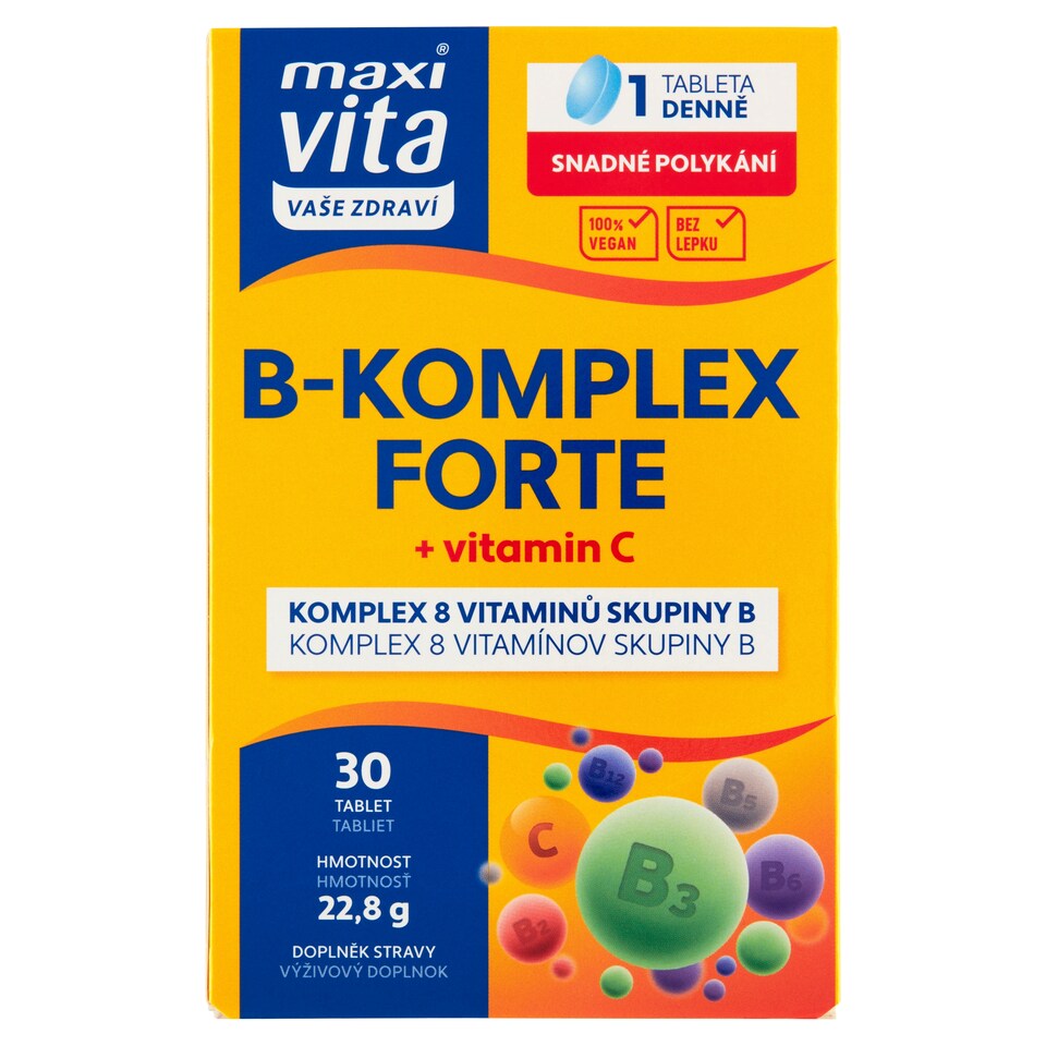 Obrázek 1 pro produkt Maxi Vita Vaše Zdraví B-komplex forte + vitamin C 30 tablet 22,8g