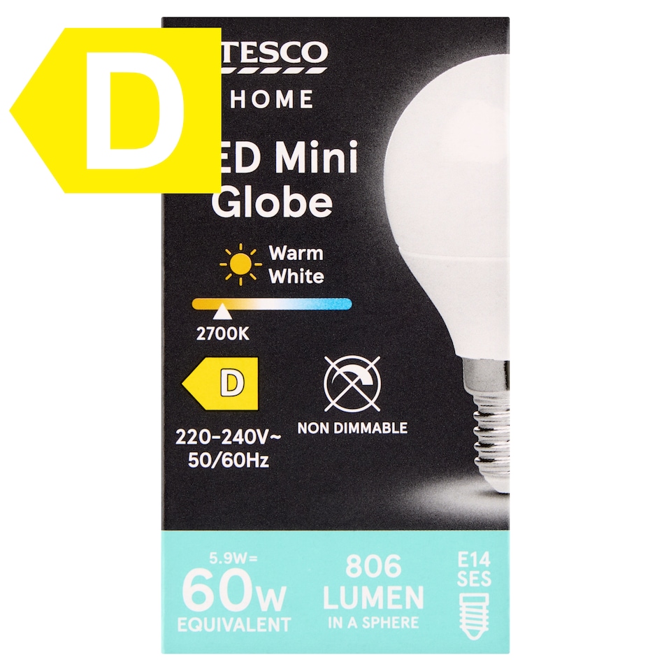 Tesco Home E14 SES 806 lm 60 W 2700K LED mini gömb  1. kép