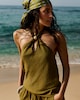 image 1 of The F&F Edit Bead Accent Halter Neck Co-ord Top in Olive