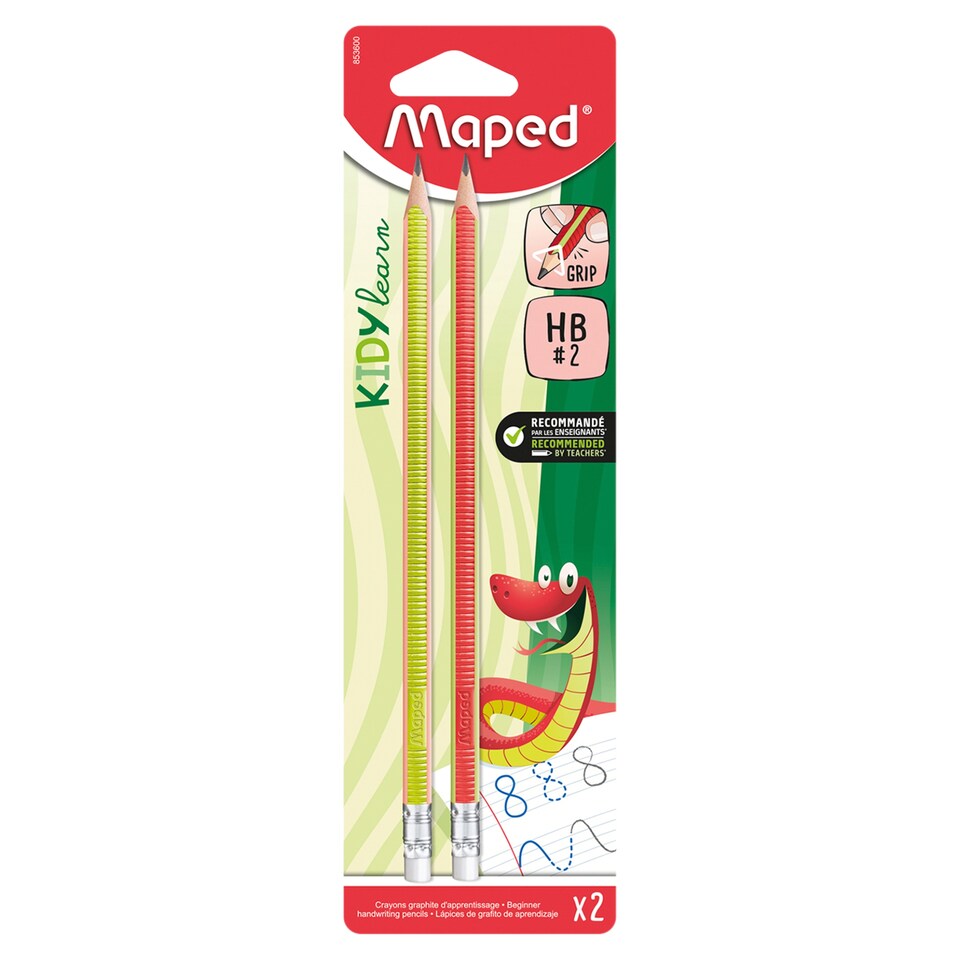 Maped Kidy Learn HB háromszögletű írástanuló grafitceruza radírral 2 db