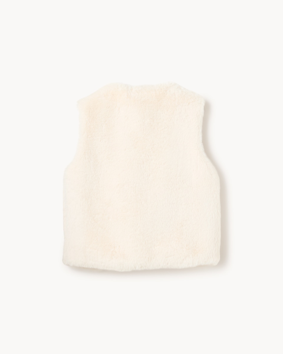 image 1 of F&F Girls Faux Fur Gilet in Cream