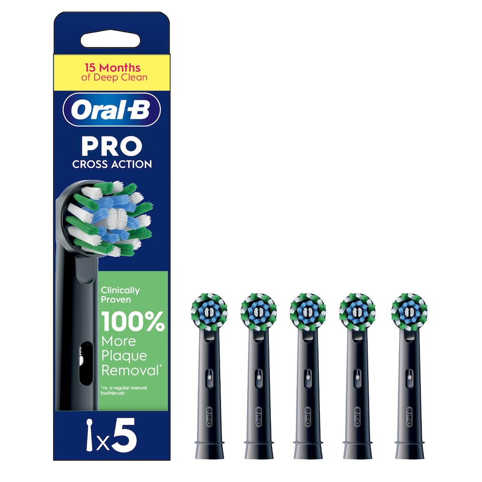 image 1 of Oral-B Pro Cross Black Electric Toothbrush Replacement Heads 5 Pack