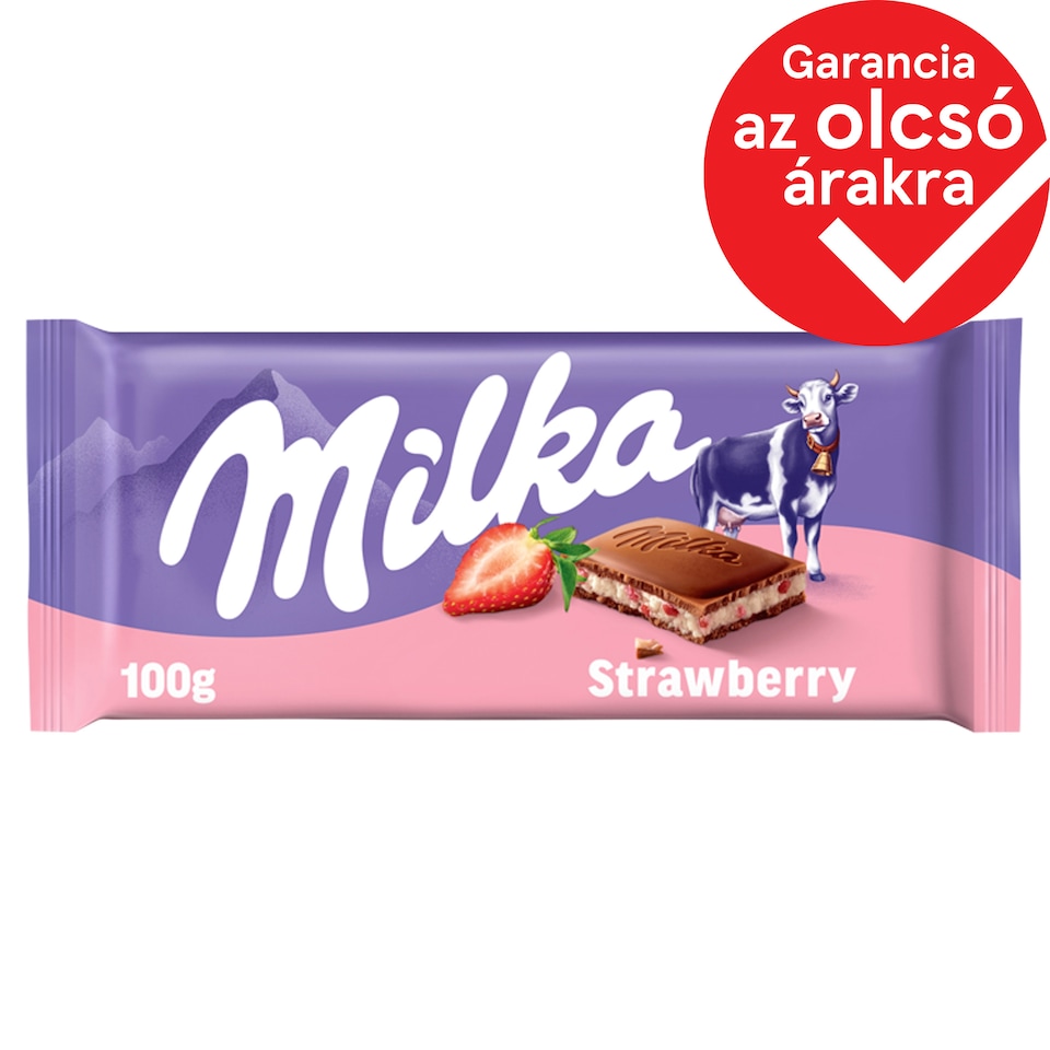 Milka Alpesi Tej Felhasználásával Készült Tejcsokoládé Eperízű Krémmel Töltve 100 G