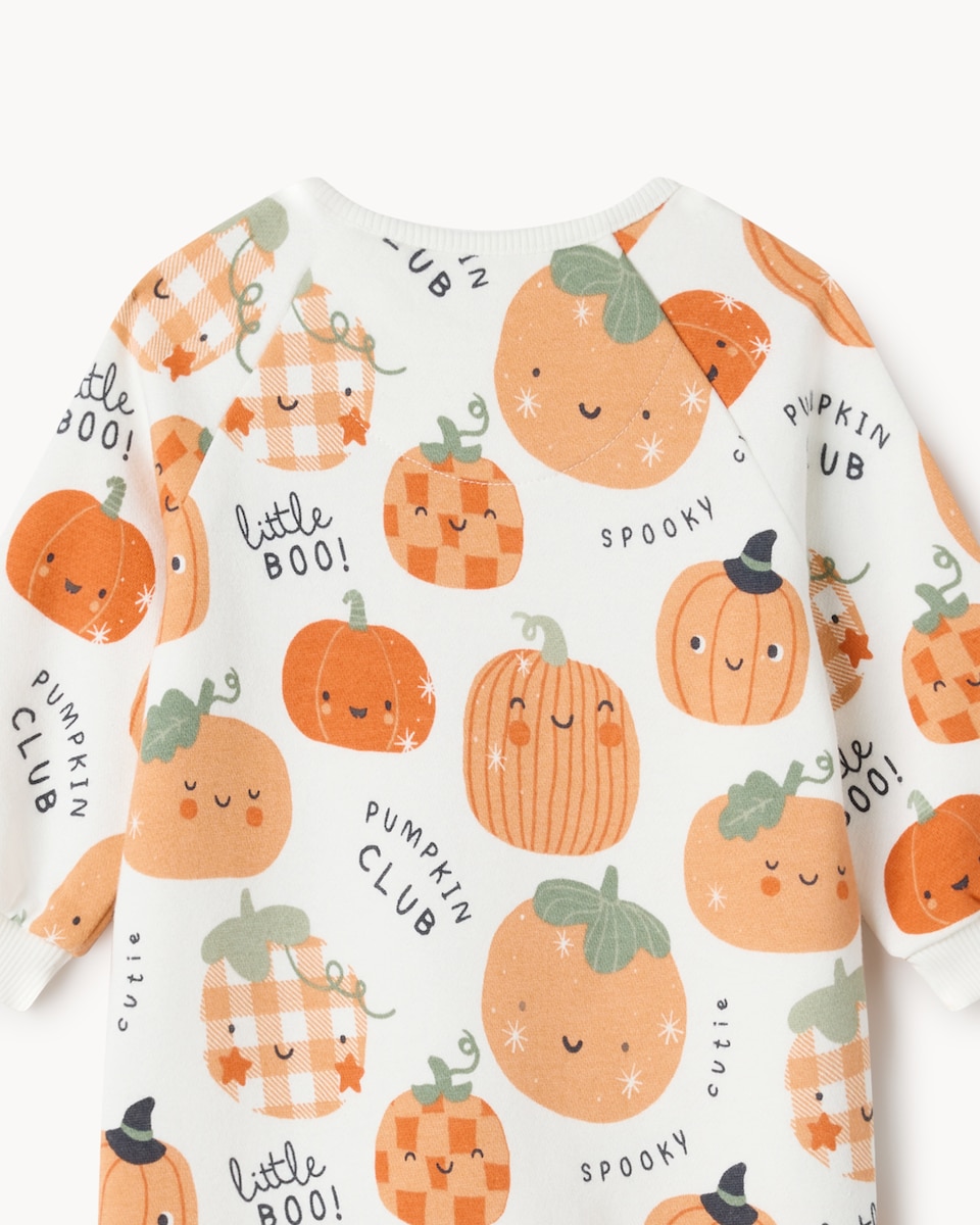 image 1 of F&F Baby Halloween Pumpkin Sleepsuit in Orange