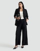 image 1 of F&F Wool Blend Super Wide Leg Pleated Trousers in Black