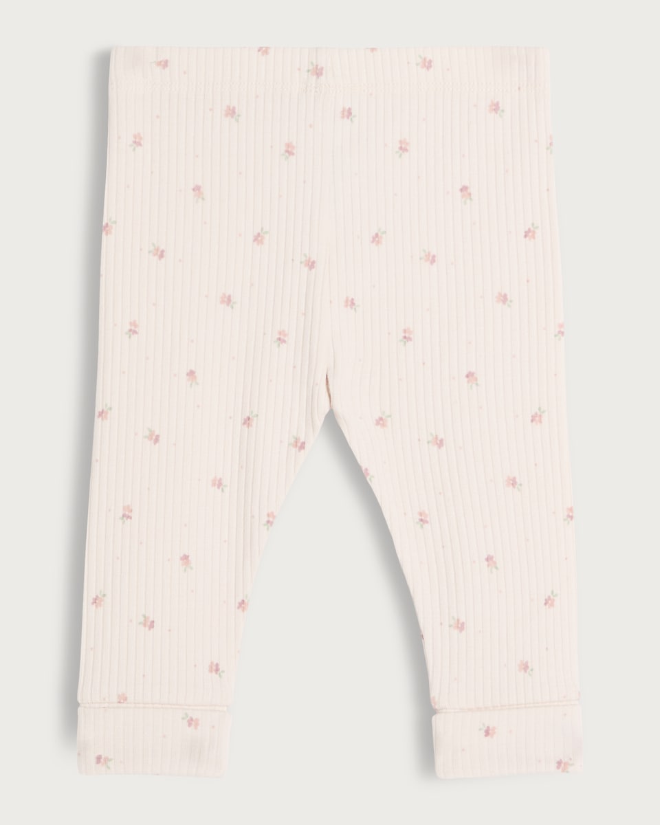 image 1 of F&F Baby 3-Pack Cotton Rich Ribbed Leggings in Pink