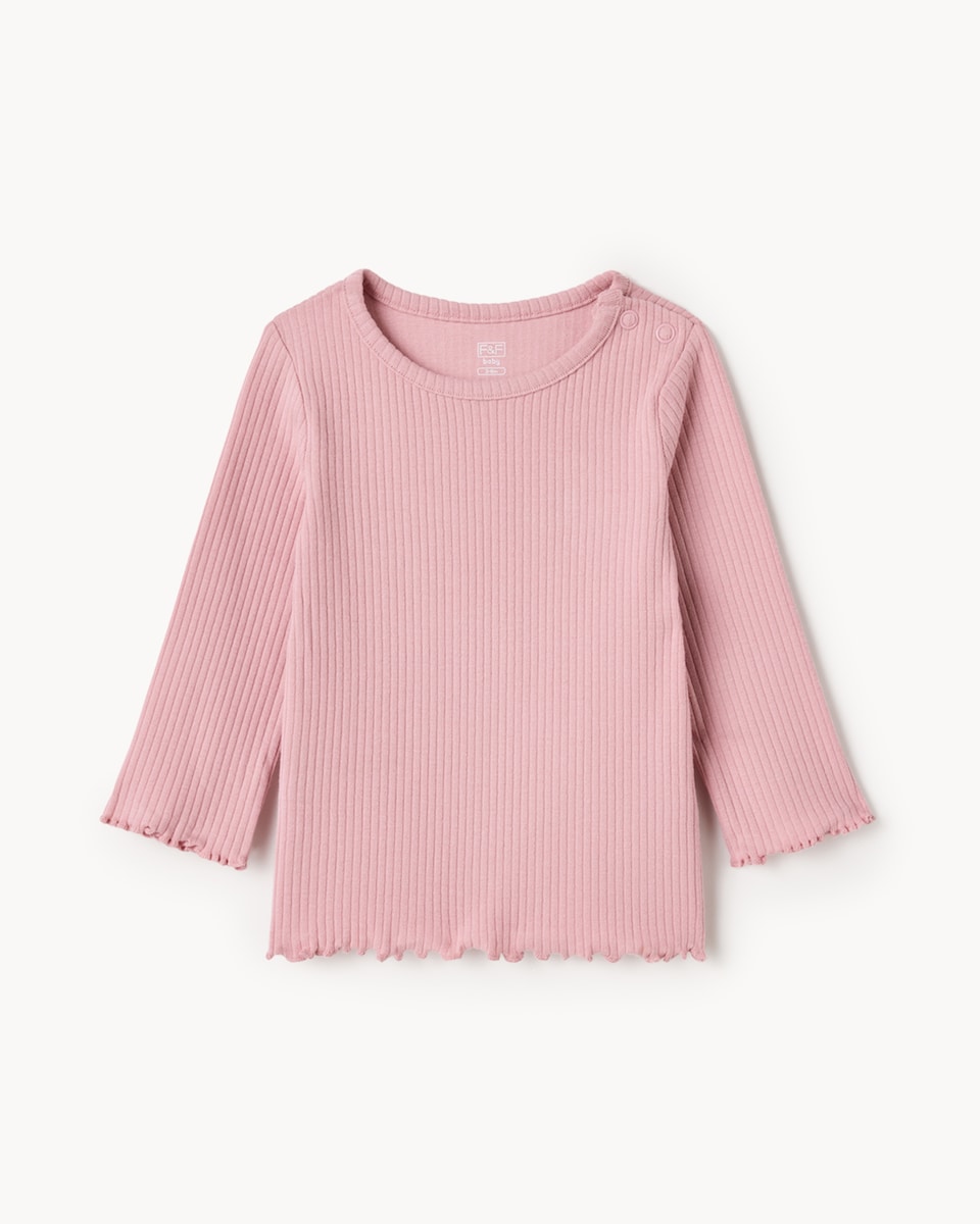 image 1 of F&F Baby 5-Pack Cotton Rich Ribbed Tops in Pink