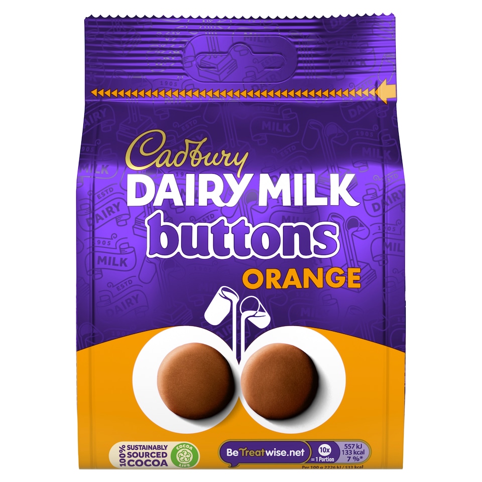 Cadbury Dairy Milk Orange Chocolate Giant Buttons Bag 110G