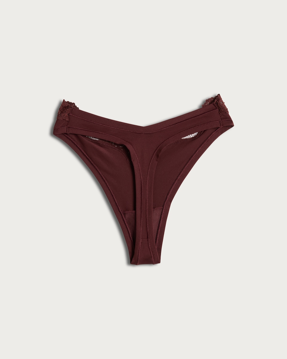 image 1 of F&F 2-Pack Lace Trim Thongs in Purple