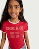 image 2 of F&F Girls Cotton Rich England Flag Embellished T-Shirt in Red