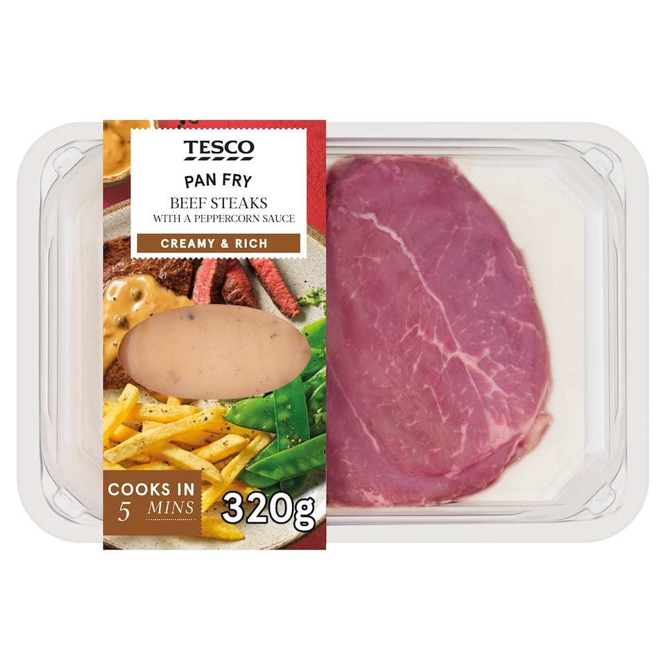 Tesco Beef Steaks with Peppercorn Sauce 320g