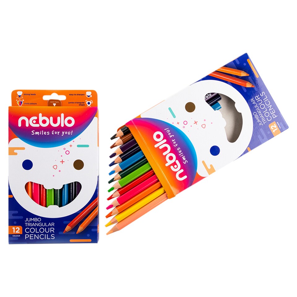 Nebulo Jumbo Triangular Colored Pencil Set 12 pcs