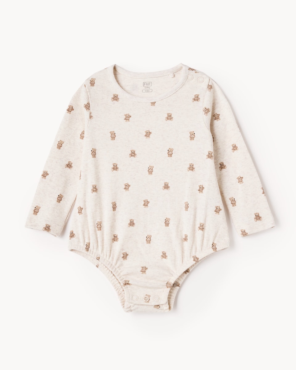 image 1 of F&F Baby 3-Piece Teddy Print Set in Neutral