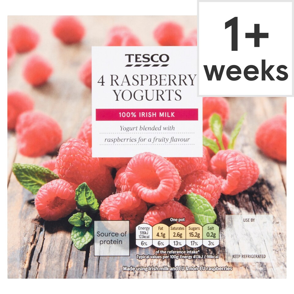 Tesco Raspberry Yoghurt 4X125g