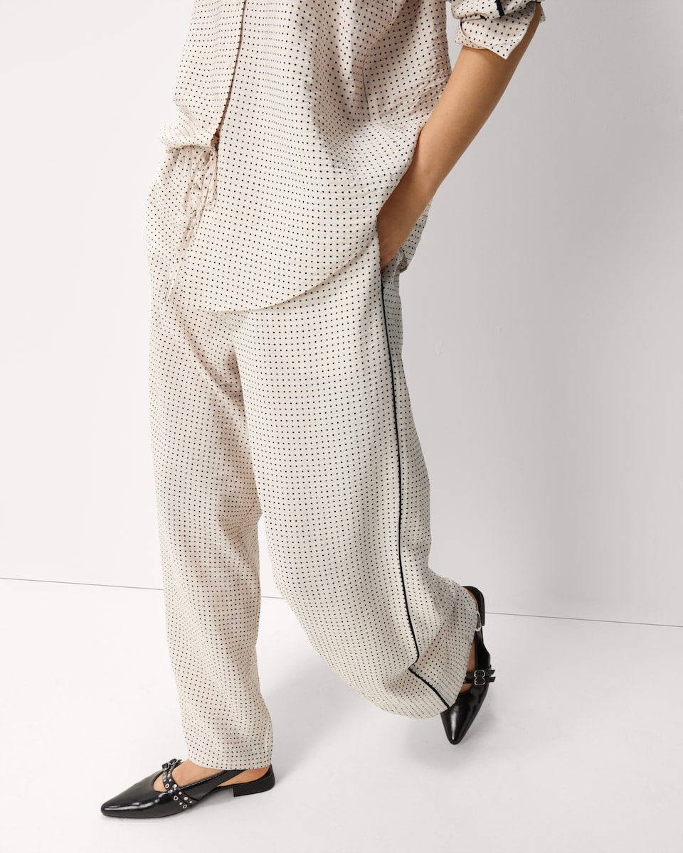 image 1 of F&F Polka Dot Wide Leg Trousers in Cream
