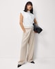 image 2 of F&F Textured Wide Leg Trousers in Neutral